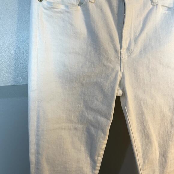 Frame Le Skinny De Jeanne White Flounce Flare Denim Jeans Mid Skinny Crop SZ 28 - Picture 12 of 16